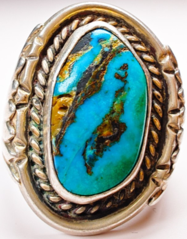 Navajo Sterling Silver Turquoise Ring Size 10.5 • LARGE 19×10.6mm Stone • 17.18g