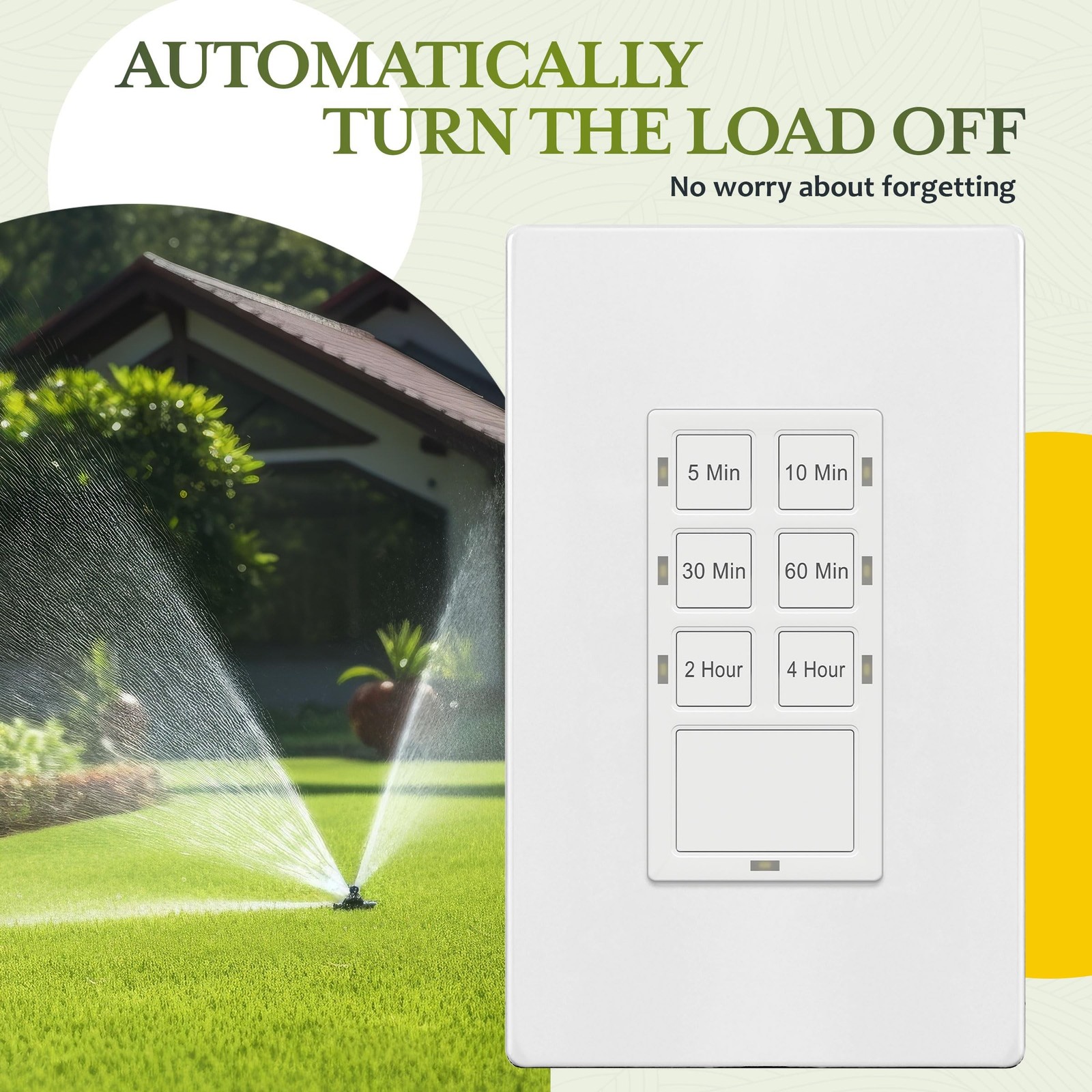 TG 4-Hour No Neutral Countdown Timer Switch, 5-10-30-60 Min, 2-4 Hour, for Ba…