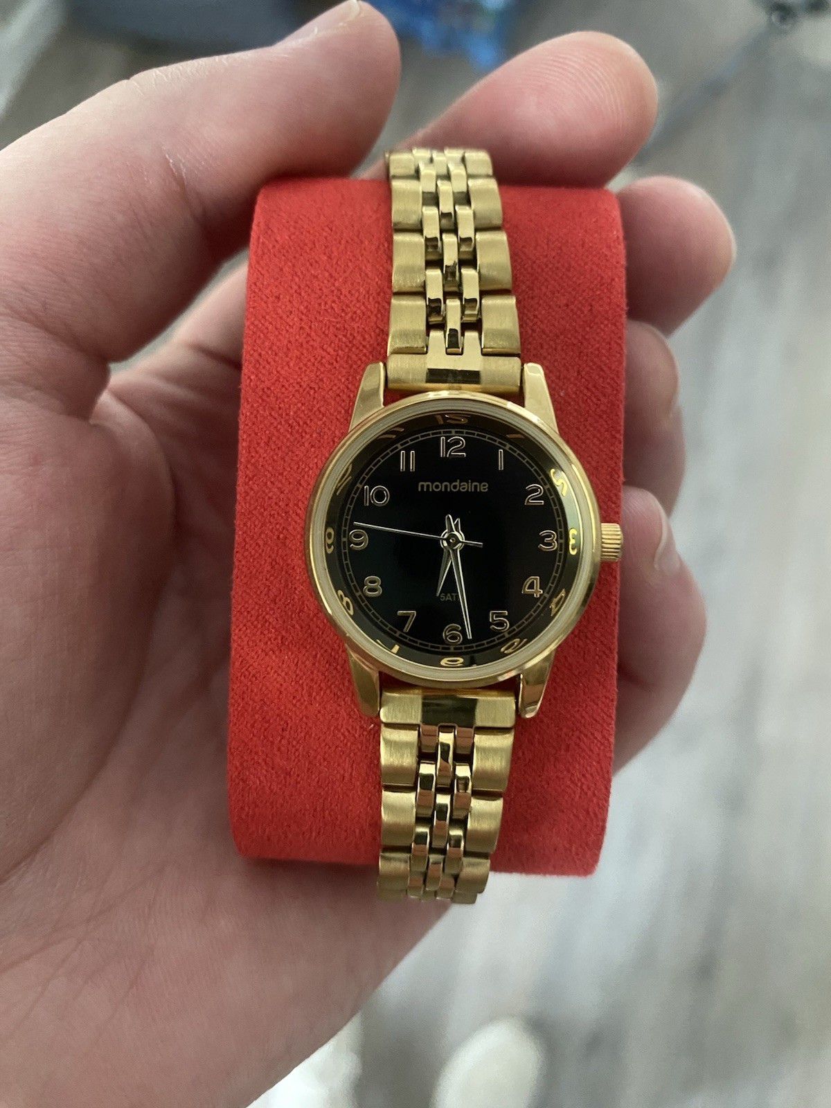 Mondaine 32225LPMVDE1 Women’s Gold Tone Quartz Watch Black Dial w/ Box