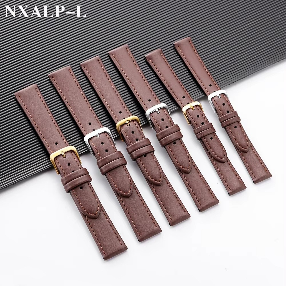 Black Extra Long Calf Grain Leather Watch Strap 8mm to 24mm With Fitting Pins