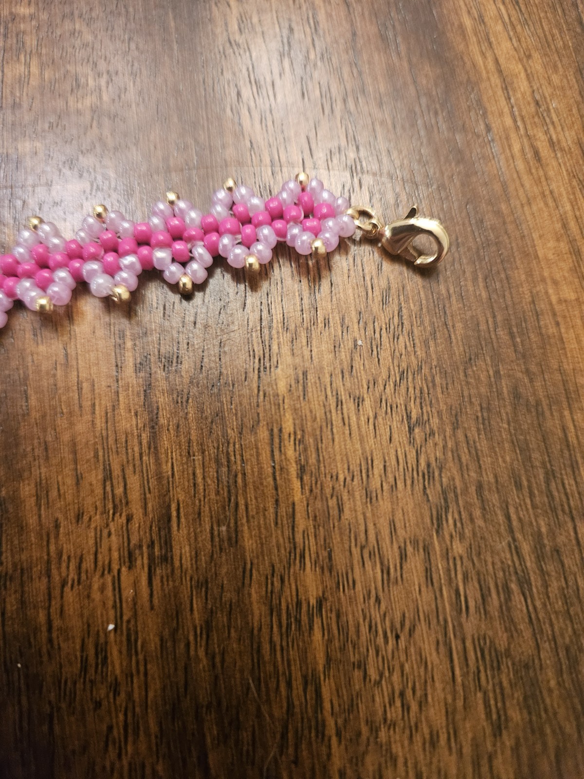 Pink Handmade Seed Bead Bracelet