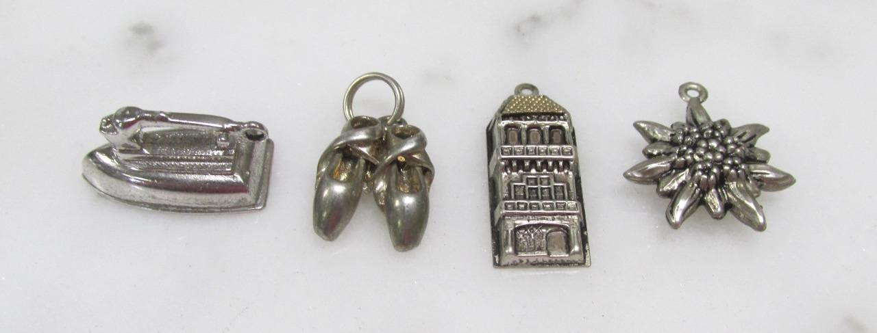 Misc. Lot of 4 Vintage Charms ~ 2 Sterling, 2 800 Silver ~ 9.2grams ~ 1-I509