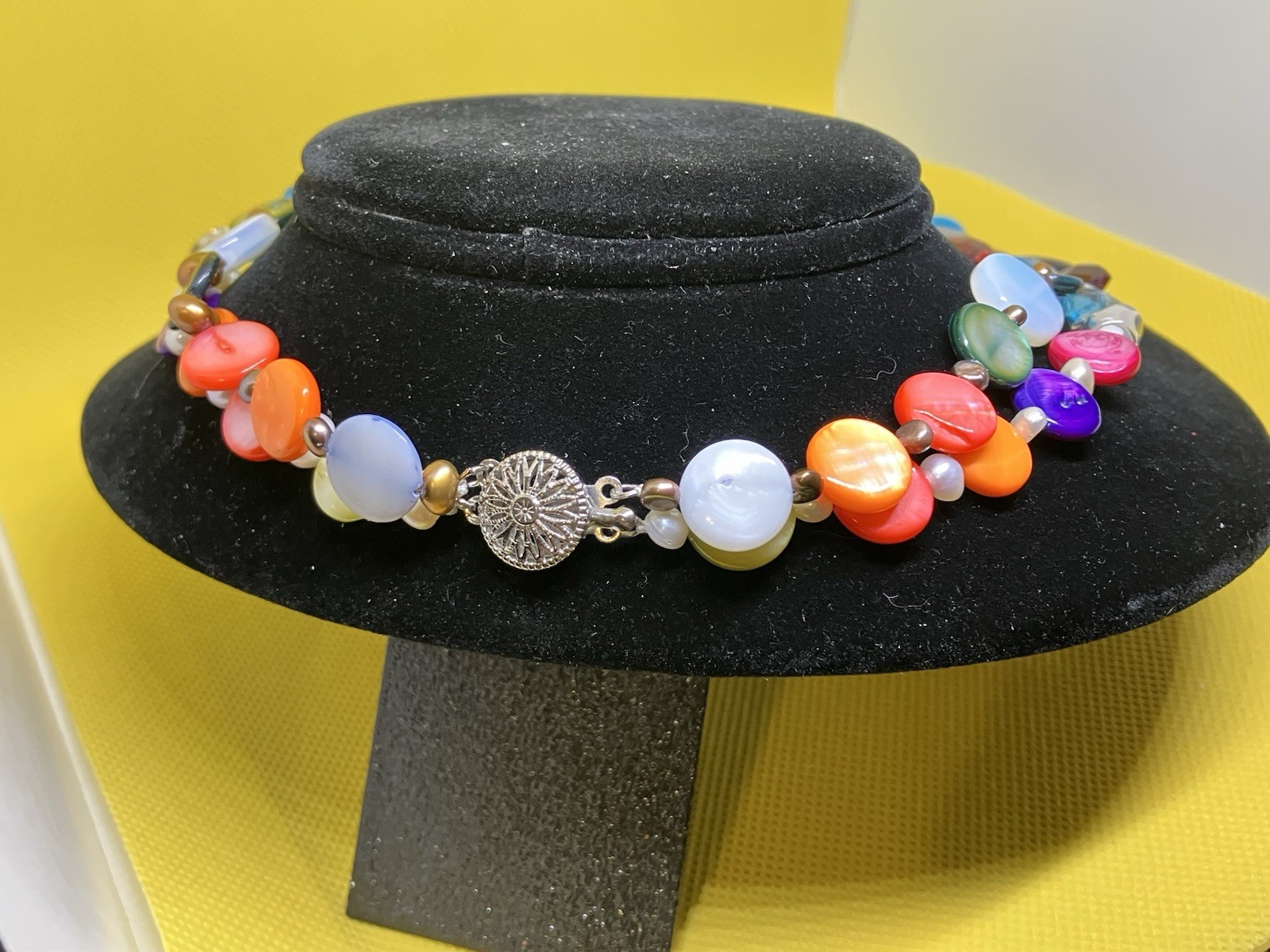 Lovely Faux Turquoise & Semi-Precious Colorful Gemstones Multi-Strand Necklace