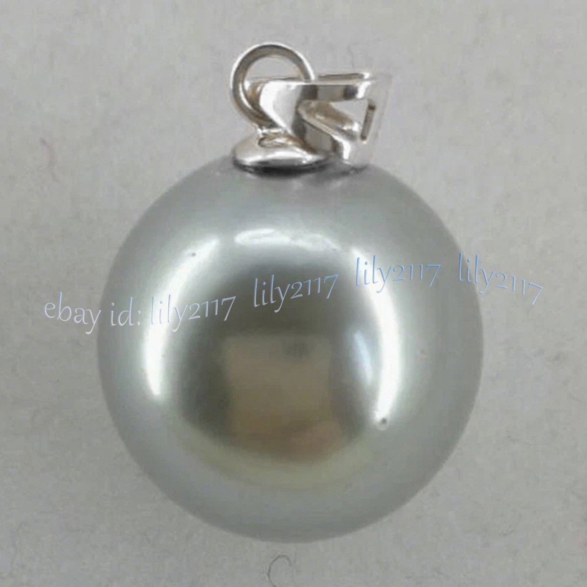 Beauty AAA Real Natural Perfect Round Silver Gray Akoya Pearl Pendant 14K Gold