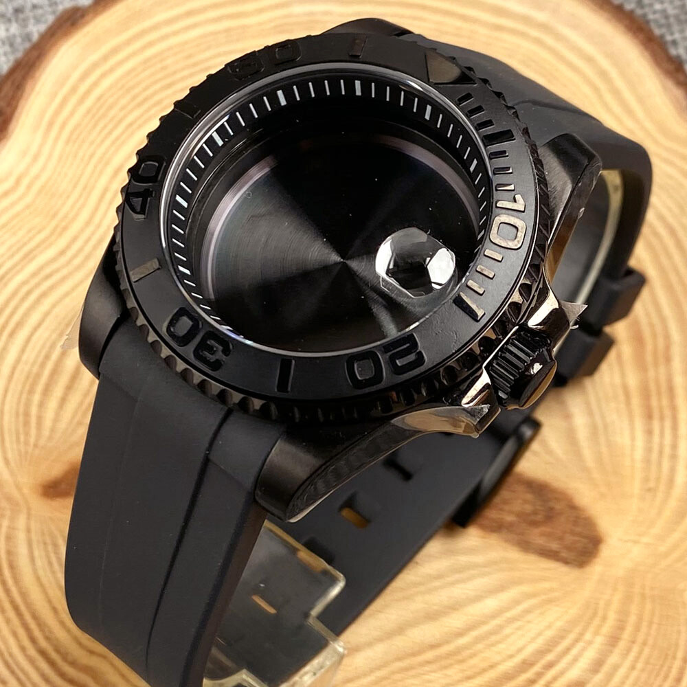 40mm Black PVD Sapphire Glass 20ATM Watch Case Fit NH35 NH36 ETA2824 PT5000 Movt