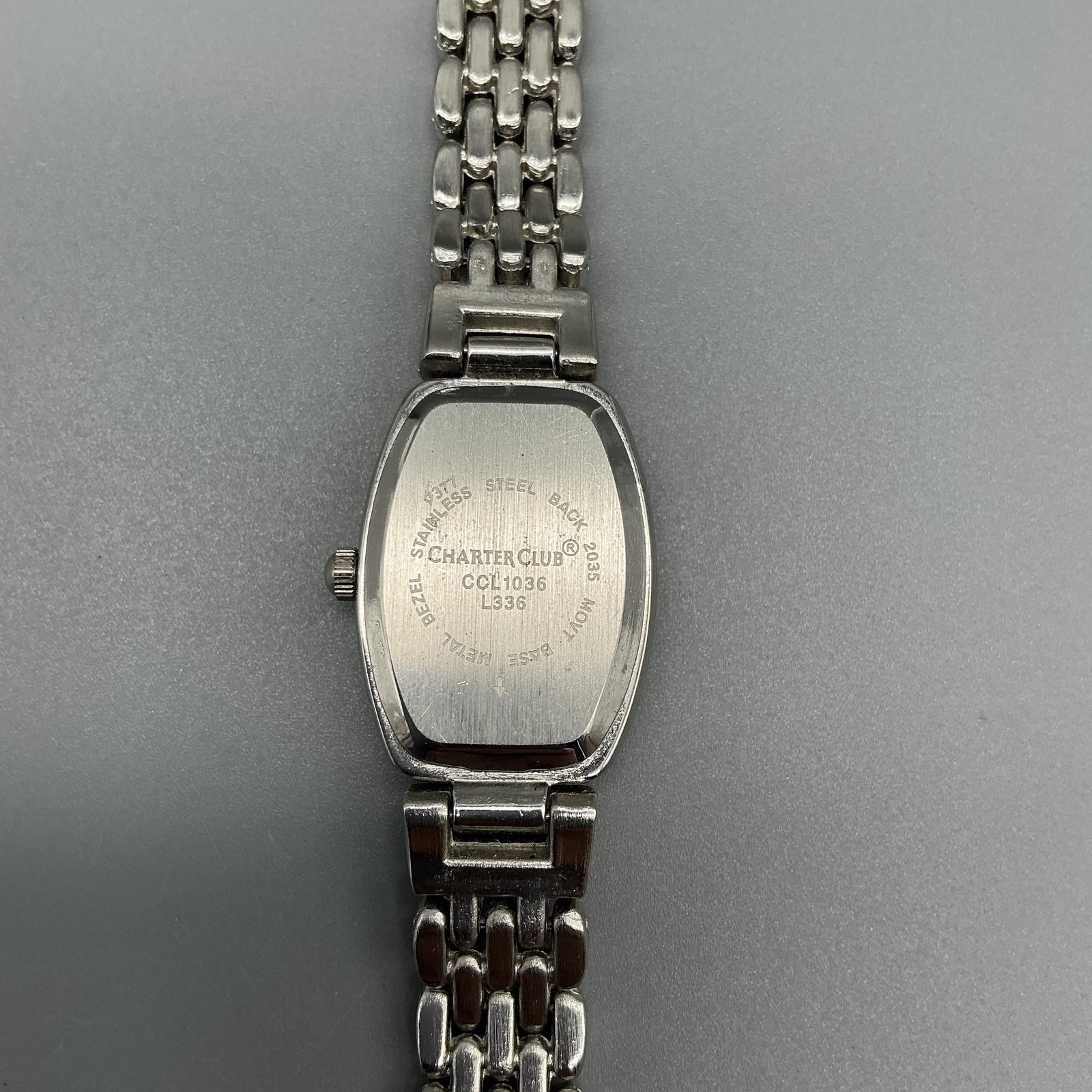 Charter Club Womens Watch 20mm Black Dial Silver Tone Bracelet New Battery 7.25″