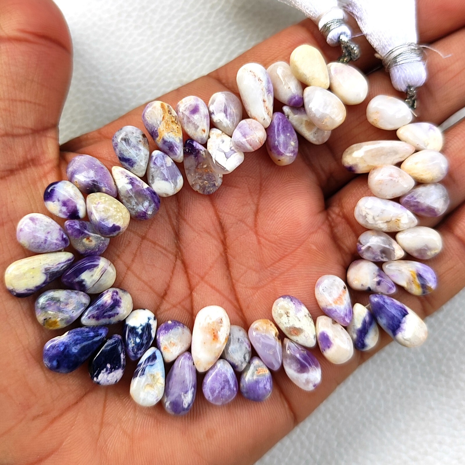 Natural Tiffany opal Gem 10×7 to 13×7 mm Smooth Pear Shape Beads 8 Inch Strand