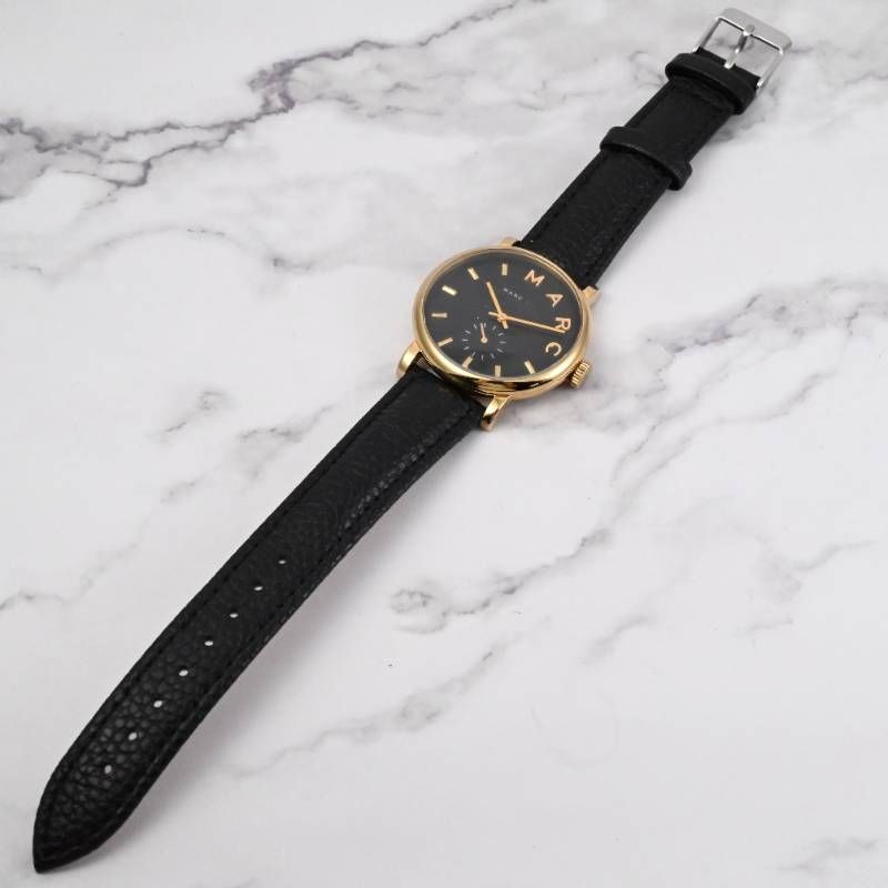 New Belt Replaced MARC BY MARC JACOBS Baker Ladies Watch Gold x Black Dial Small