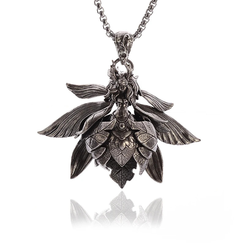 Flower Fairy Jewelry Vintage Silvery Sexy Fairy Tale Angel Pendant Necklace