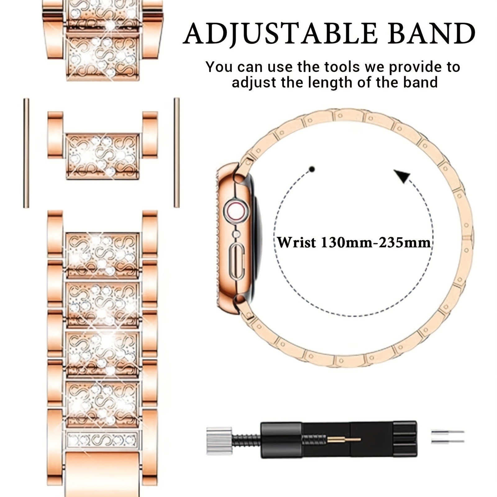 For Apple Watch Series SE/11/10/9/8/7/6/5/4 Bling Case+Band 40mm/42mm/46mm/44mm