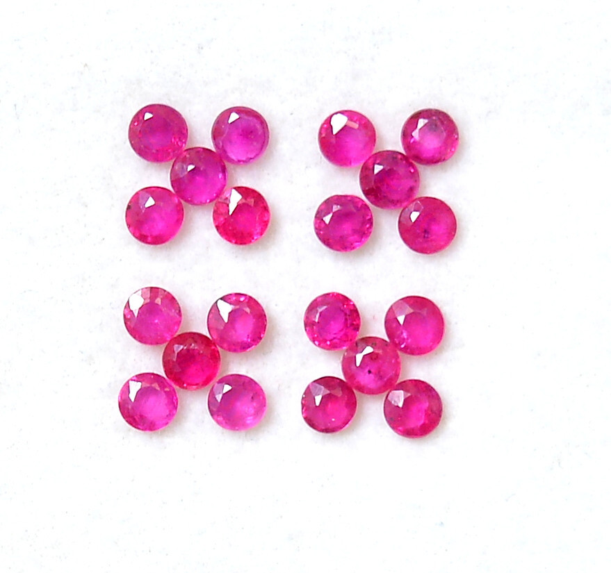 Natural Ruby Round Cut 2 mm Lot 20 Pieces 2.36 CTS Faceted Loose Gemstones