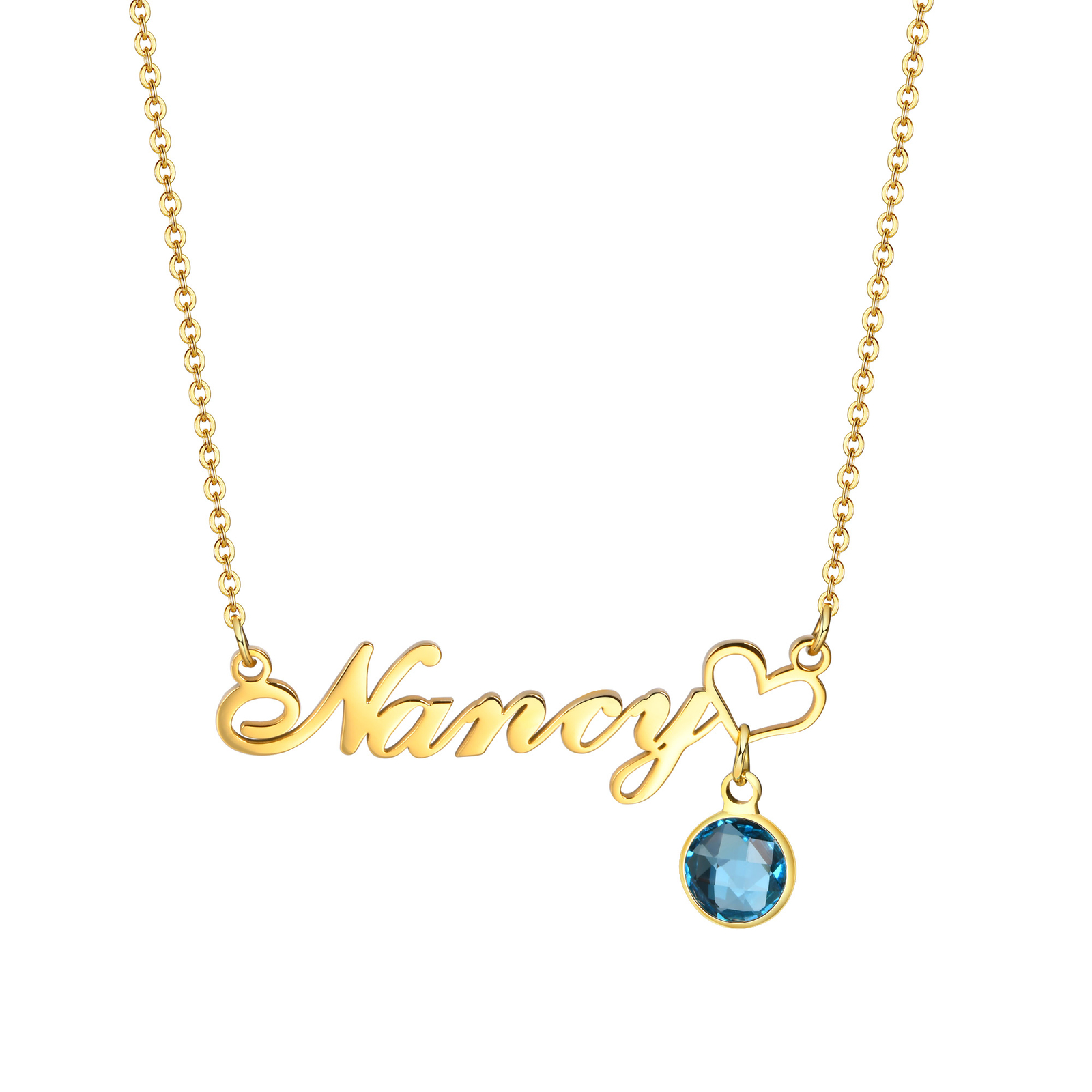 Vnox Personalized Name Necklace Custom Birthstone Pendant Stainless Steel Chain