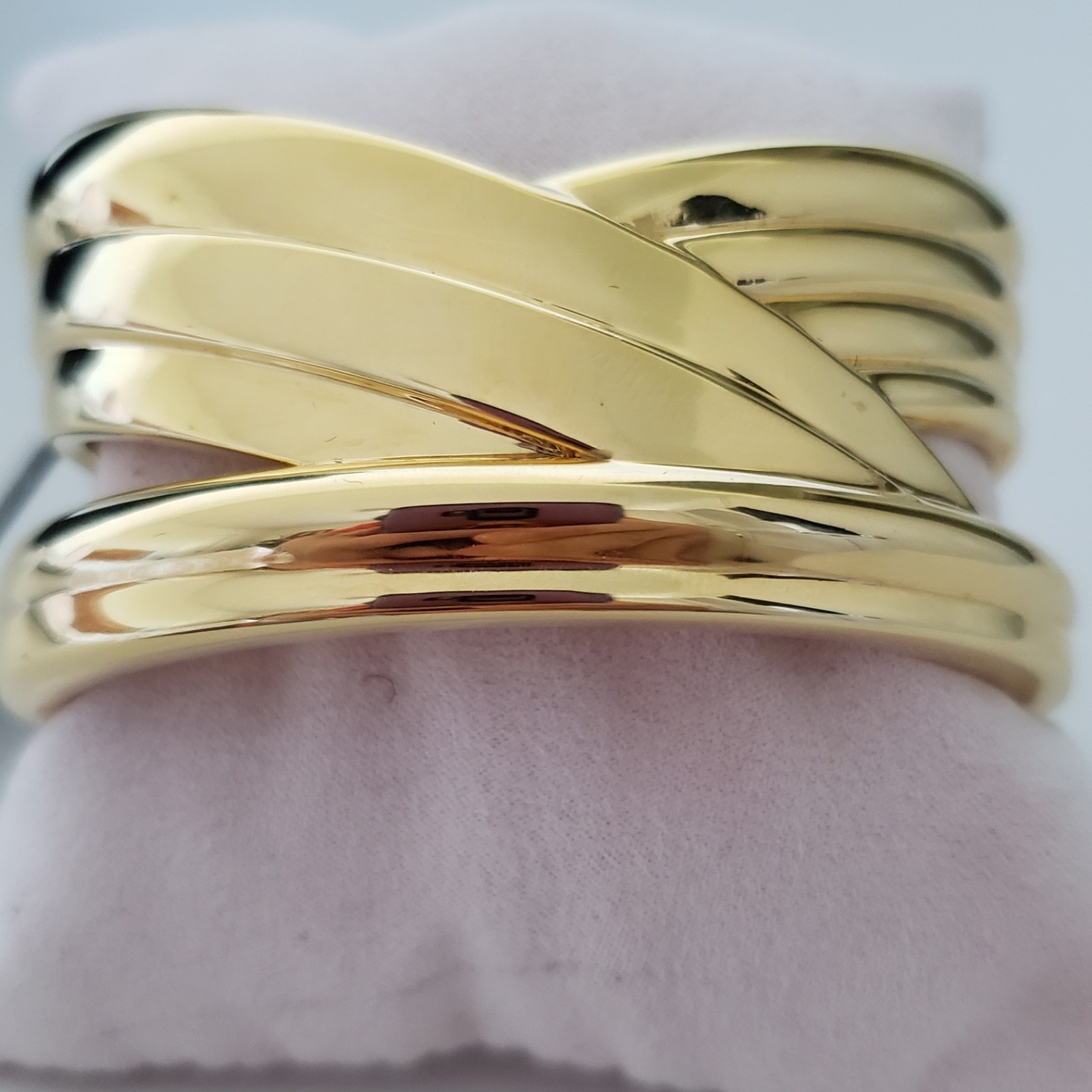 MILOR ITALY 14K Yellow Gold Resin Core Cuff Bracelet
