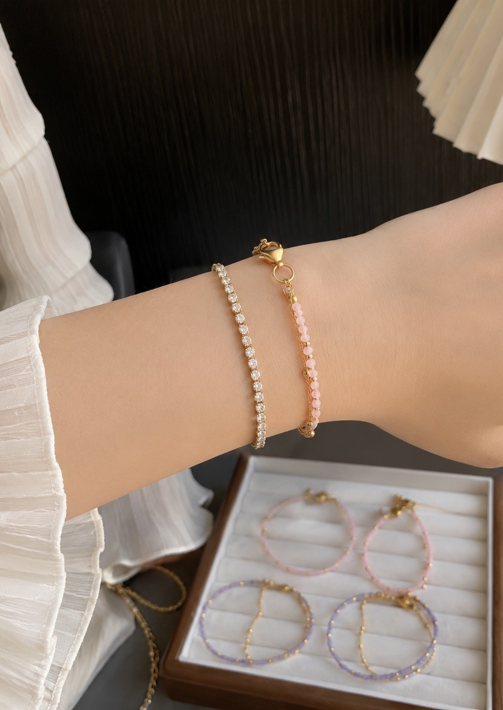 14K Gold Plated Tennis Bracelet AAA Cubic Zirconia CZ Single Row Sparkle Gift