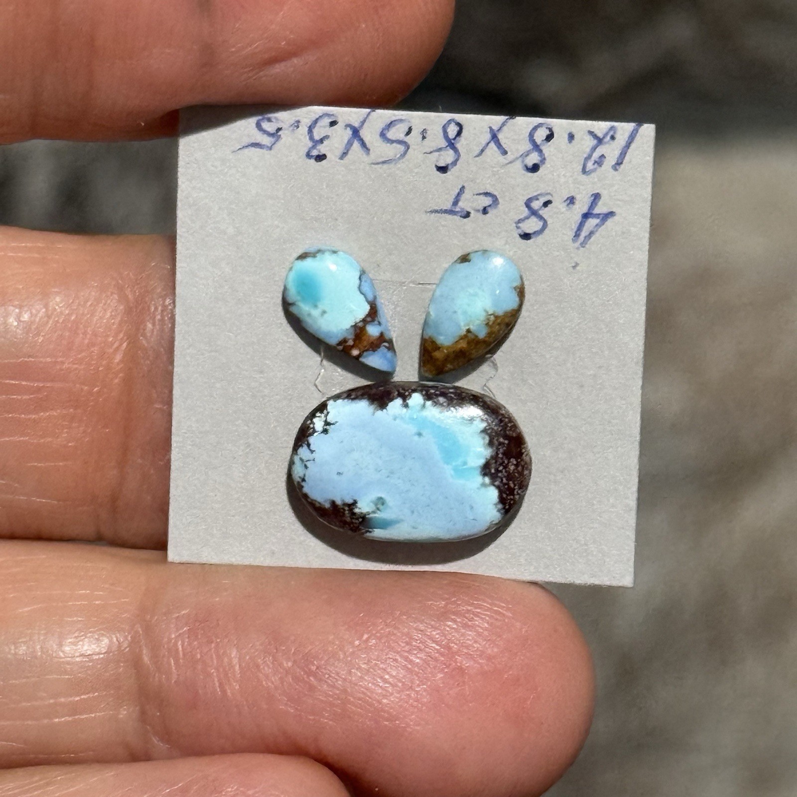 4.8ct 12.8-7.7mm 3pcs Lot Fine Golden Hill Lavender Turquoise Cabochon Gems