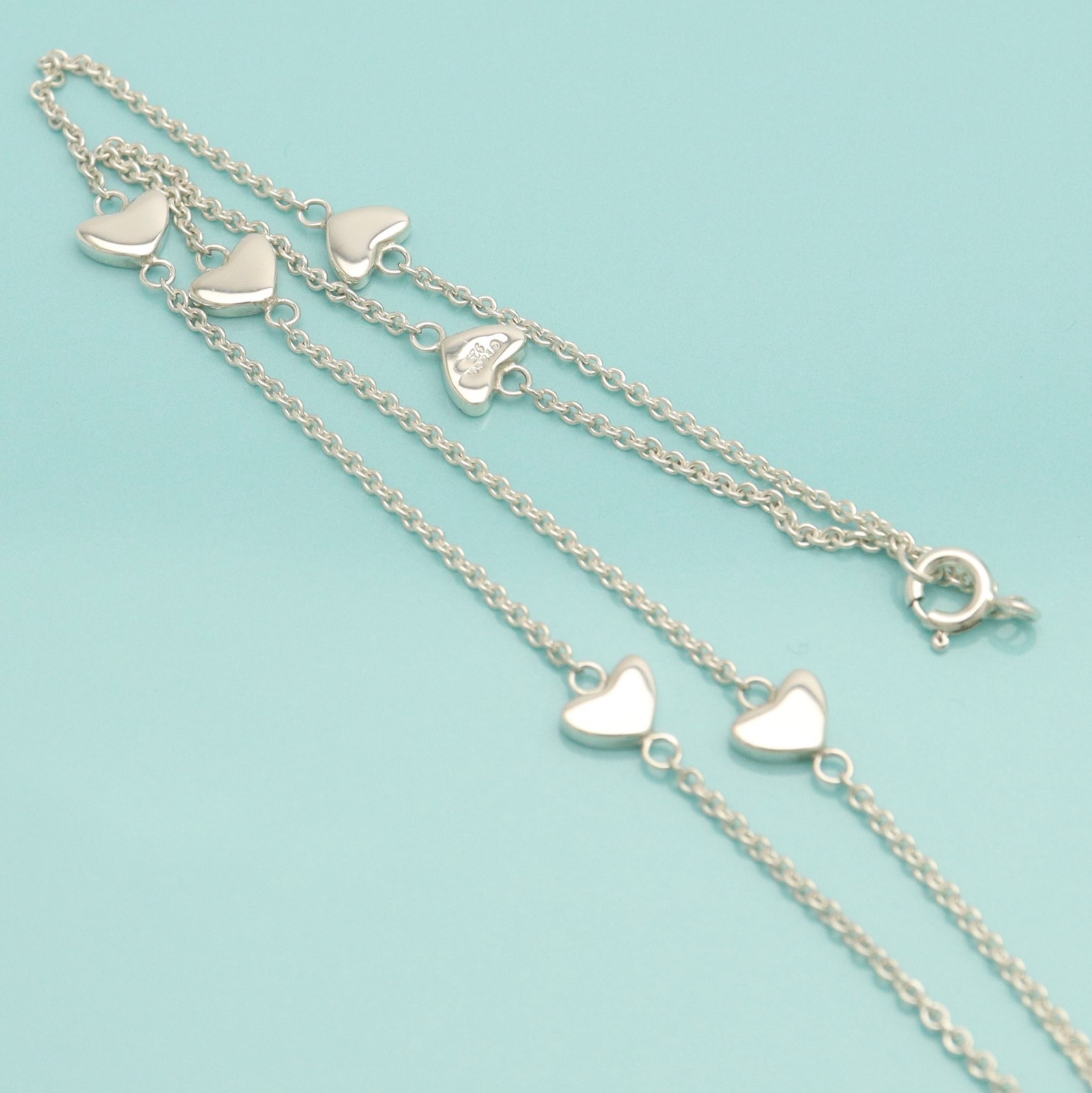 Tiffany & Co. Heart Link Lariat Pendant Necklace 19.6″ Sterling Silver 925