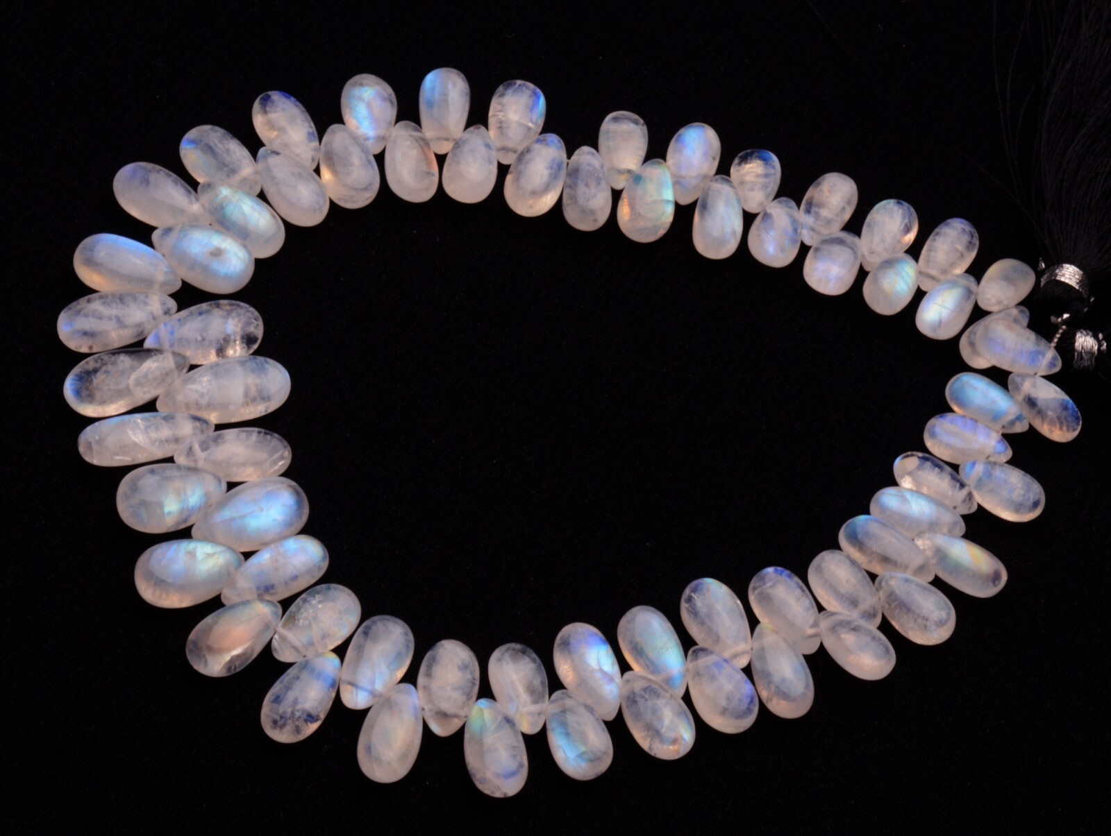 Blue Fire Rainbow Moonstone 9×5 to 13×7 mm Size Smooth Pear Beads Strand 11″