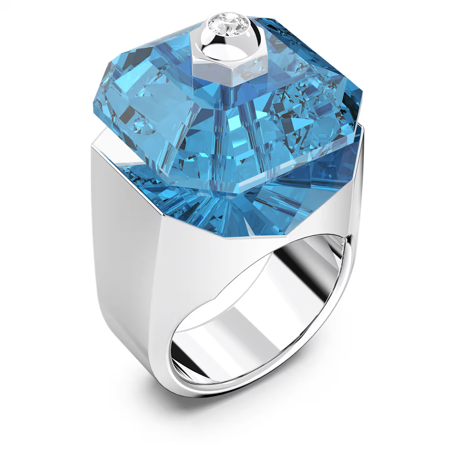 New Swarovski Numina Square Cut Blue Crystal Cocktail Ring – US Size 8.25