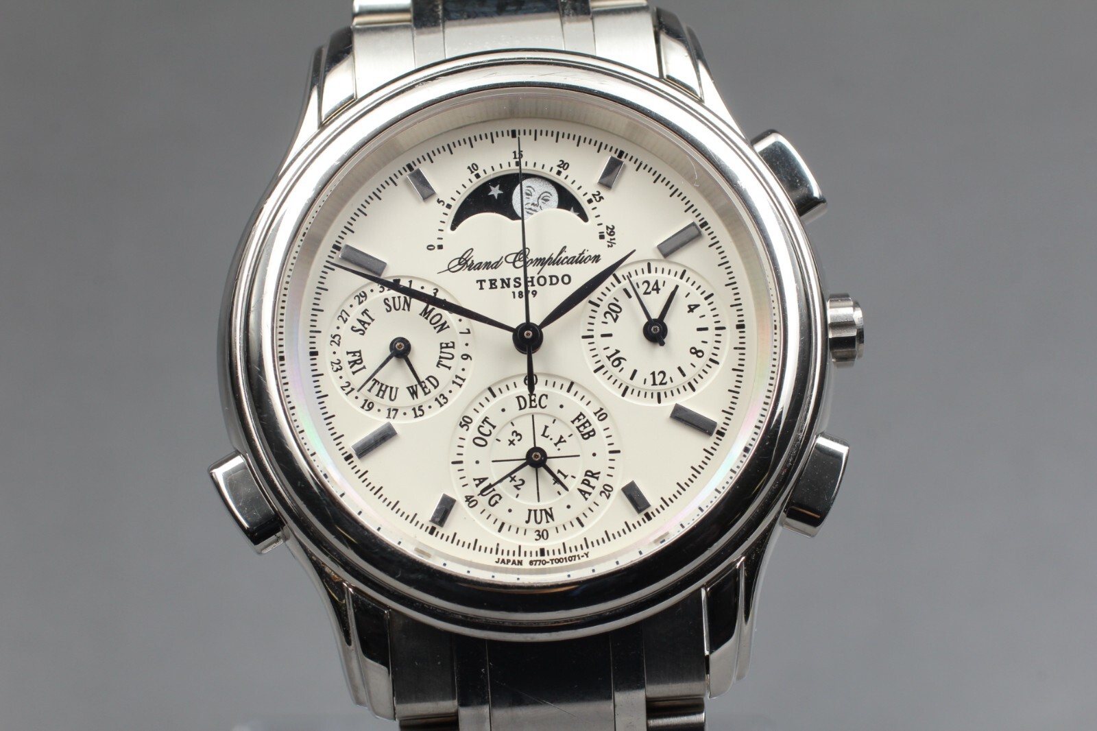 Read “Exc+5” TENSHODO Grand Complication Moon phase Mens Quartz Watch From Japan