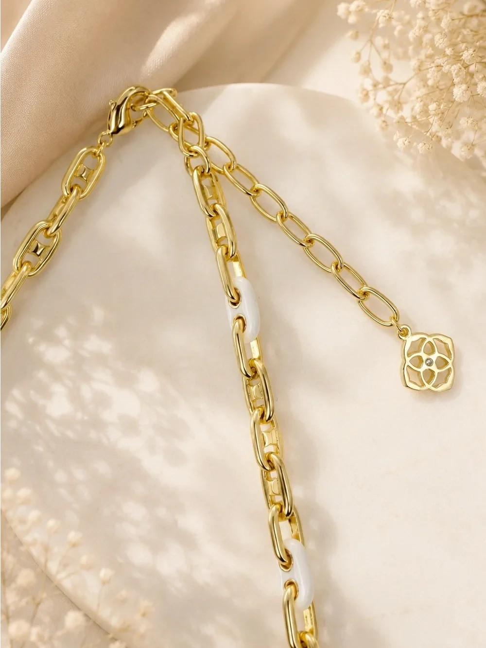 Kendra Scott Bailey Gold & White Mix Chain Necklace