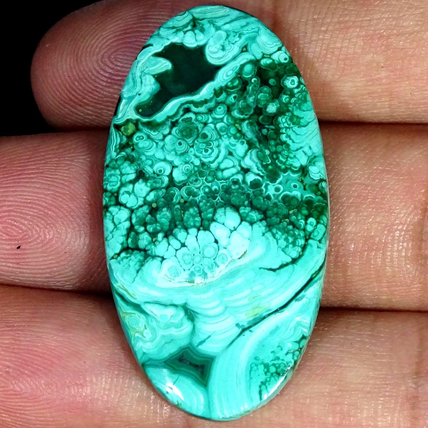 43.50Cts RARE Natural Malachite Oval Cabochon Gemstone 22X42X4MM
