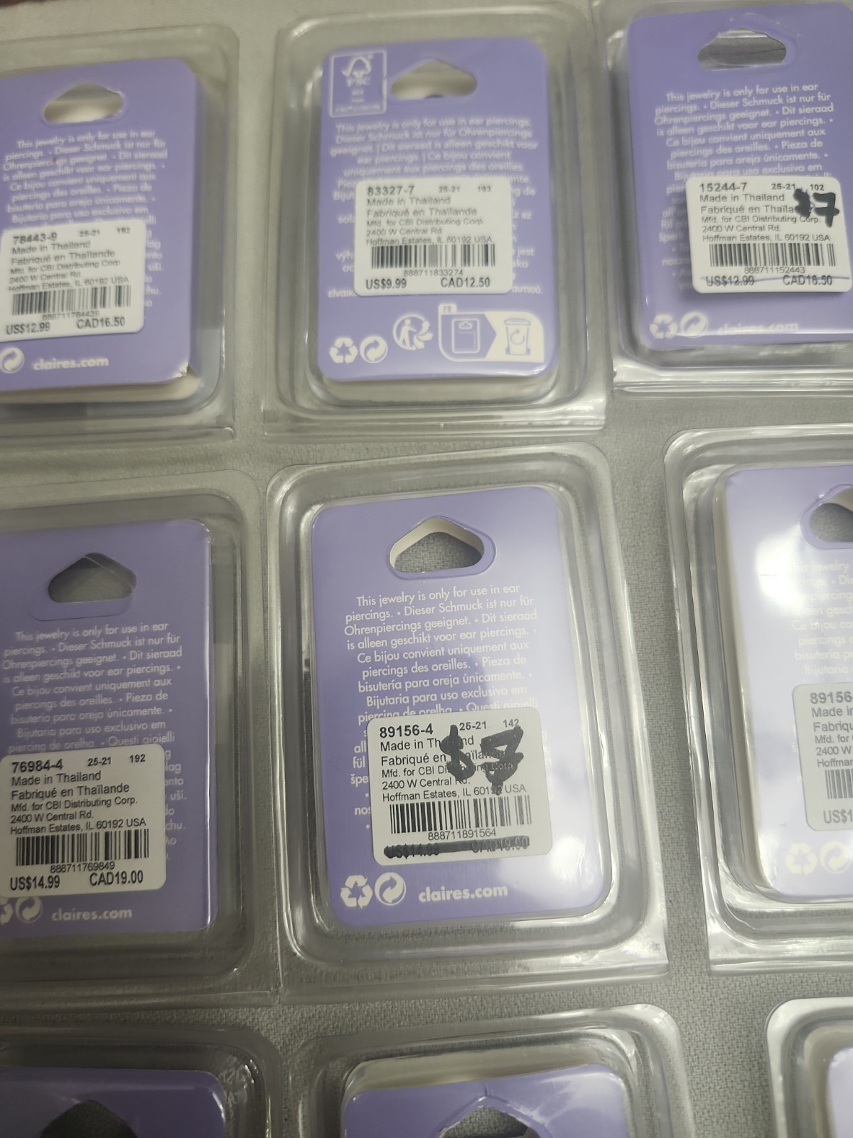 Claire’s Ear Jewelry Bulk Lot 18 Pieces