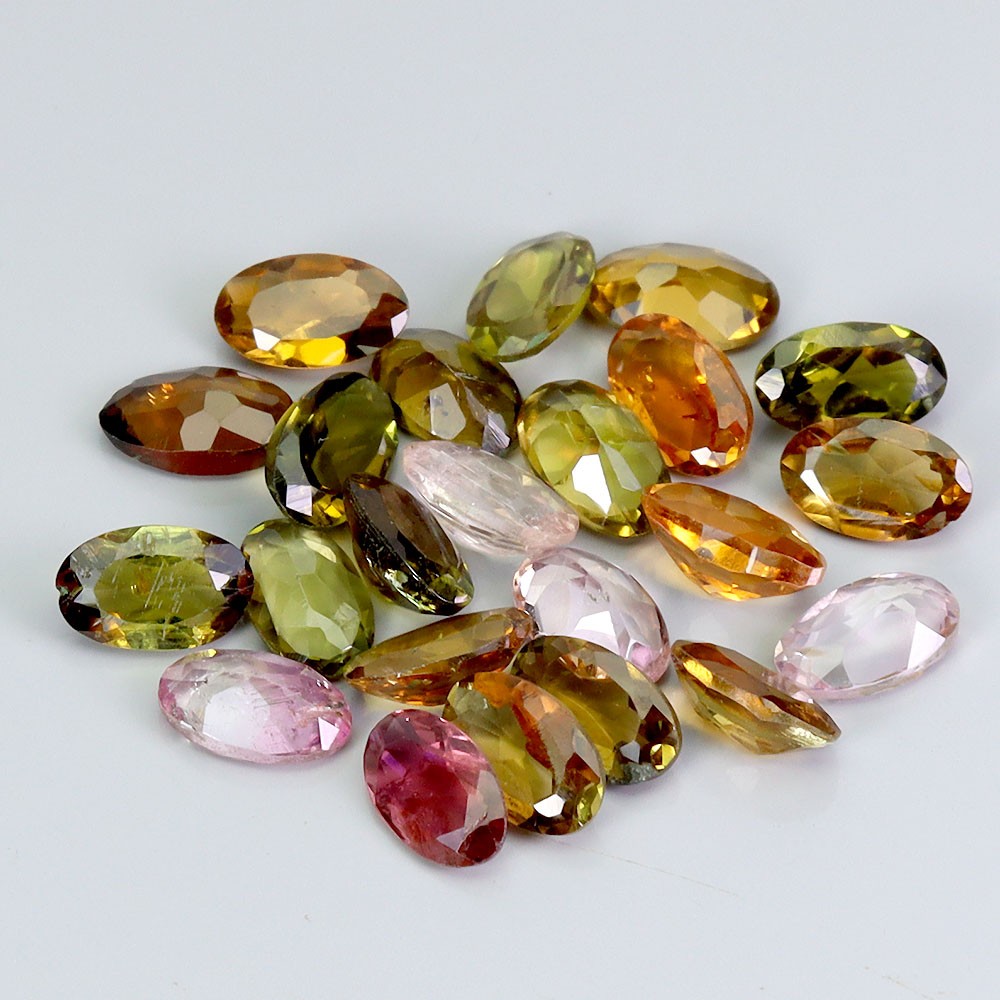 Oval Cut Natural Unheated Multi Color Tourmaline 19pcs 4.38ct 5x3mm Lot Gemstone