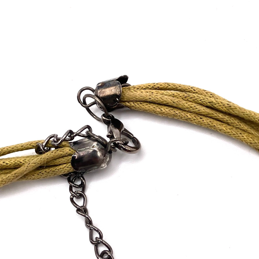 Glass dangle pendant necklace 46cm adjustable multi strand cord Boho vintage