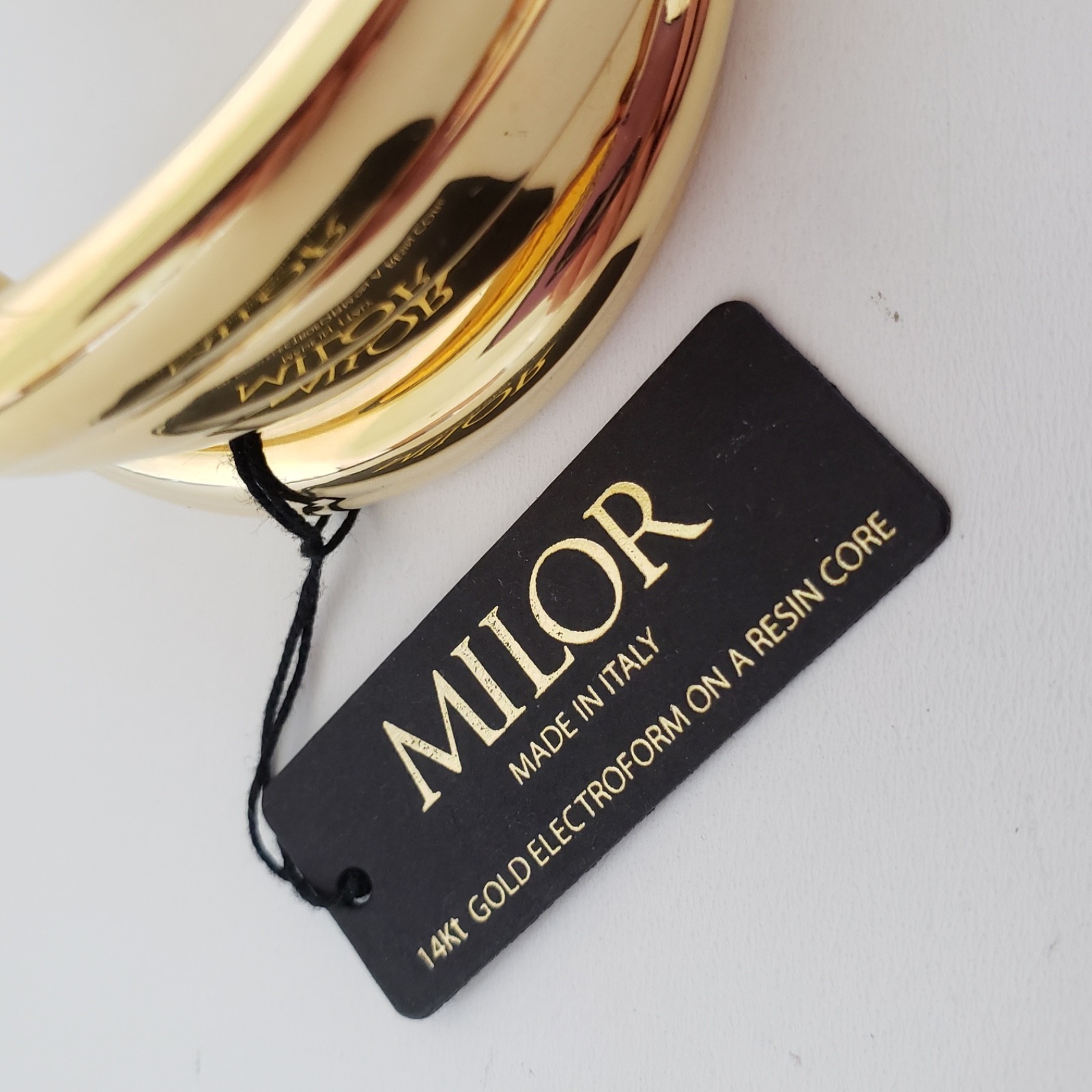 MILOR ITALY 14K Yellow Gold Resin Core Cuff Bracelet