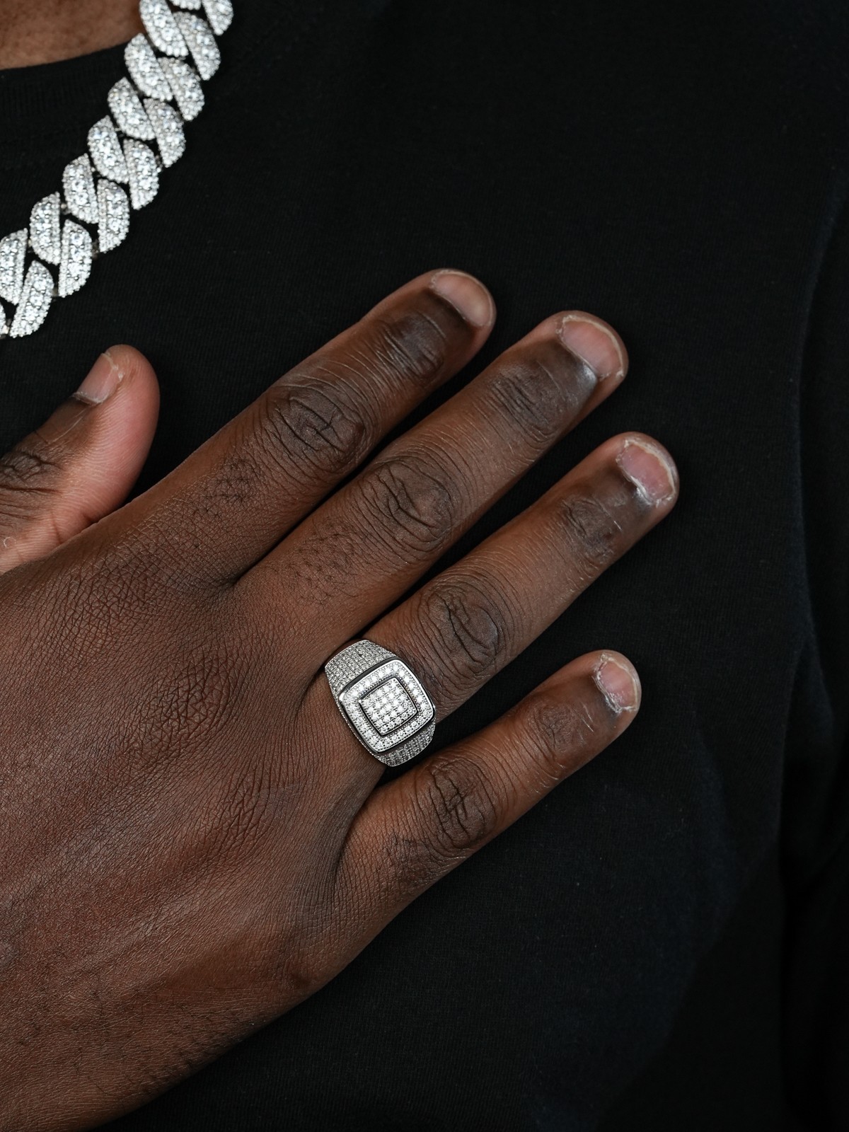 Solid 925 Silver Men’s CZ RING 14k Gold Plated ICY Sz 6 7 8 9 10 11 12 13 Pinky