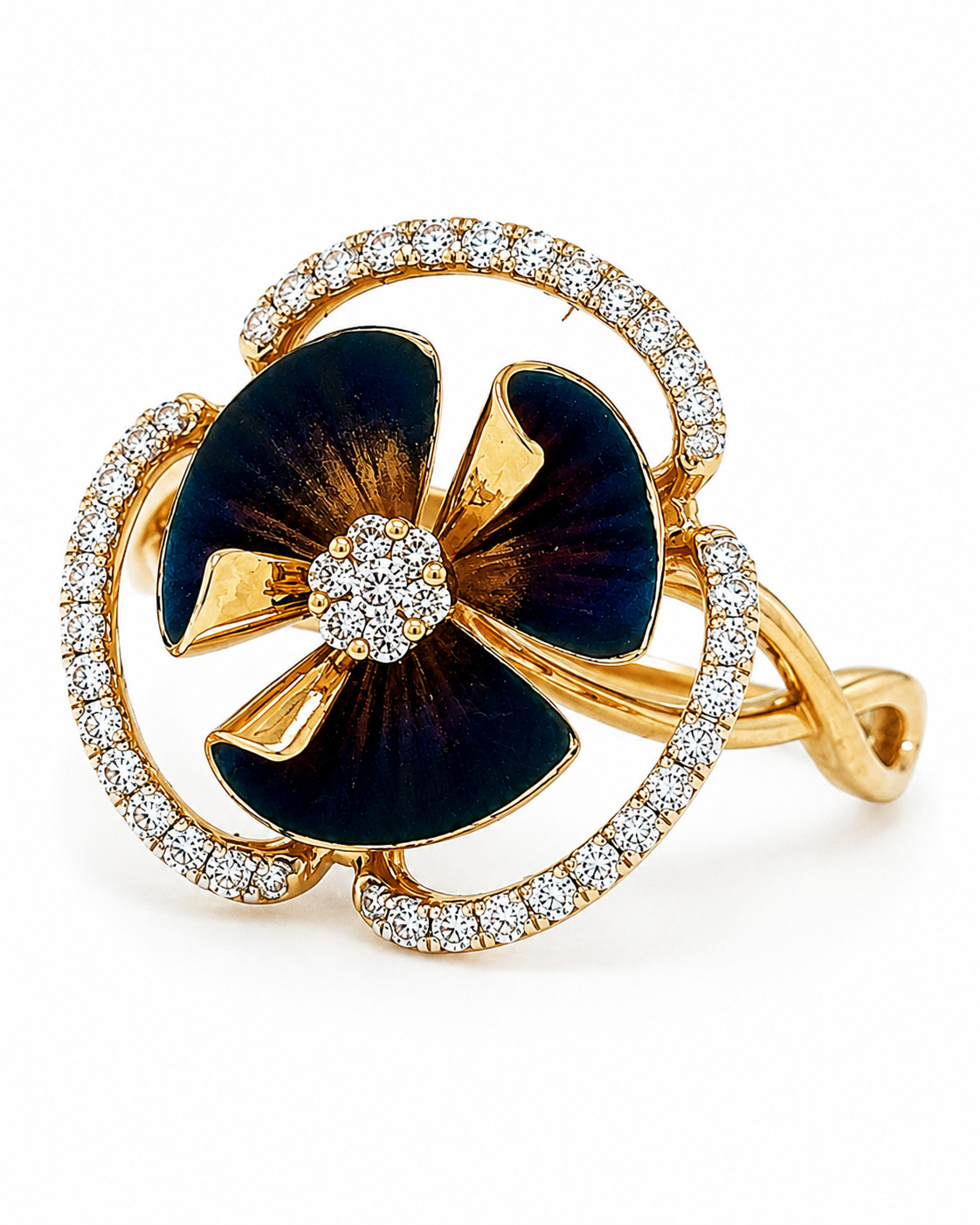 Natural Diamond Flora Ring – 14KT Yellow Gold Heirloom Jewelry