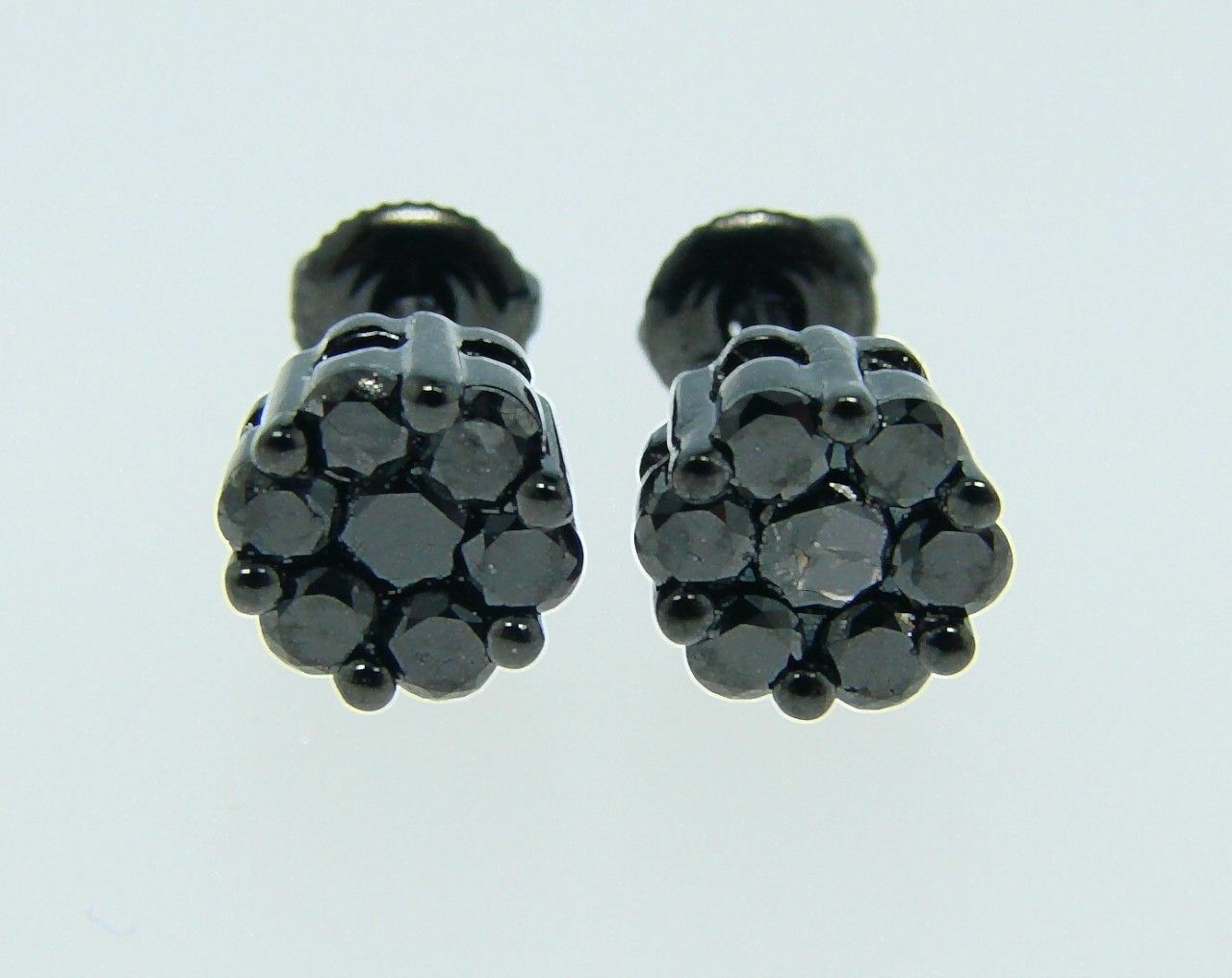 1.15ct Black Lab-Created Moissanite Flower Stud Earrings Women Black Gold Plated