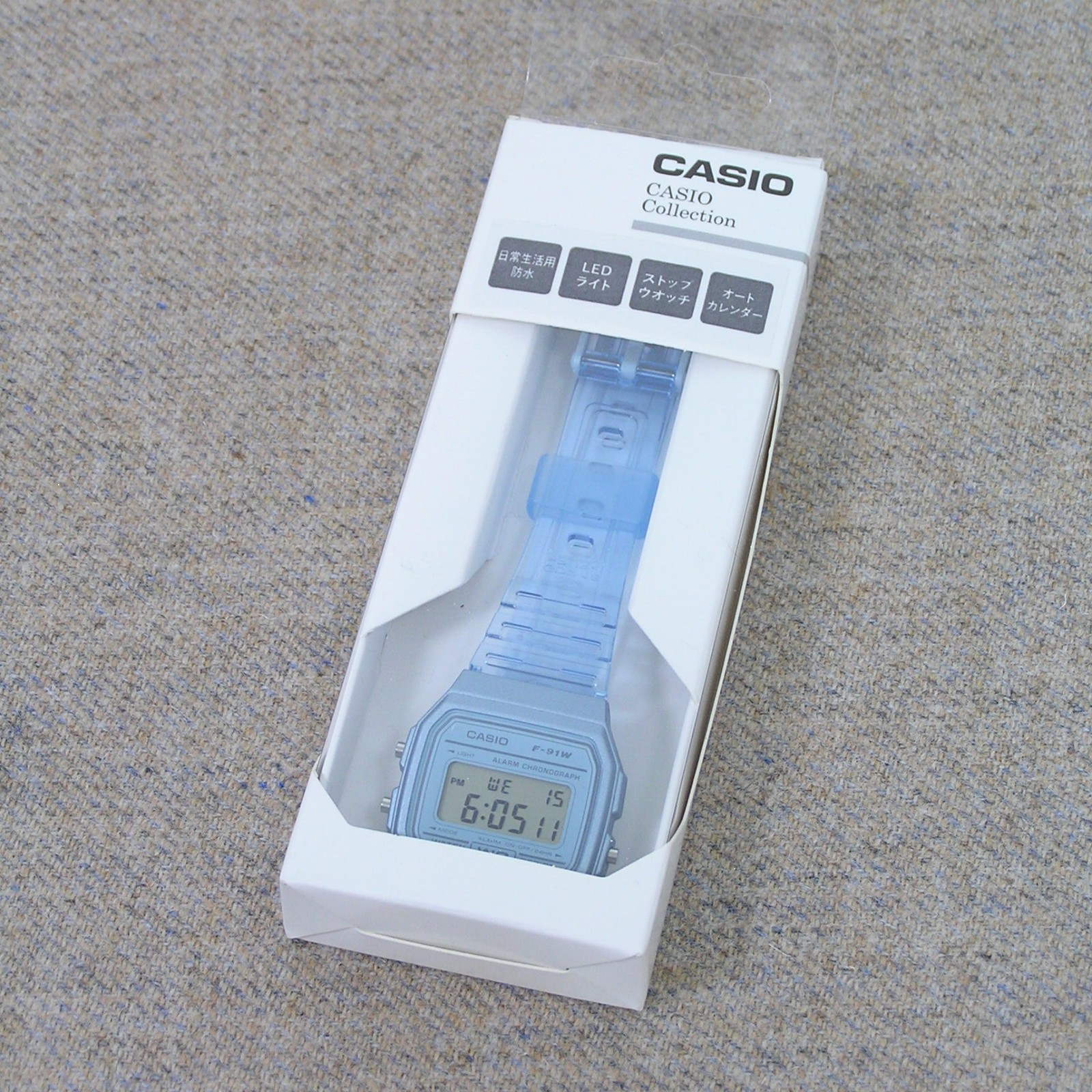 UK STOCK CASIO F-91WS-2JH Japan Exclusive Digital Watch Clear Blue Import Model