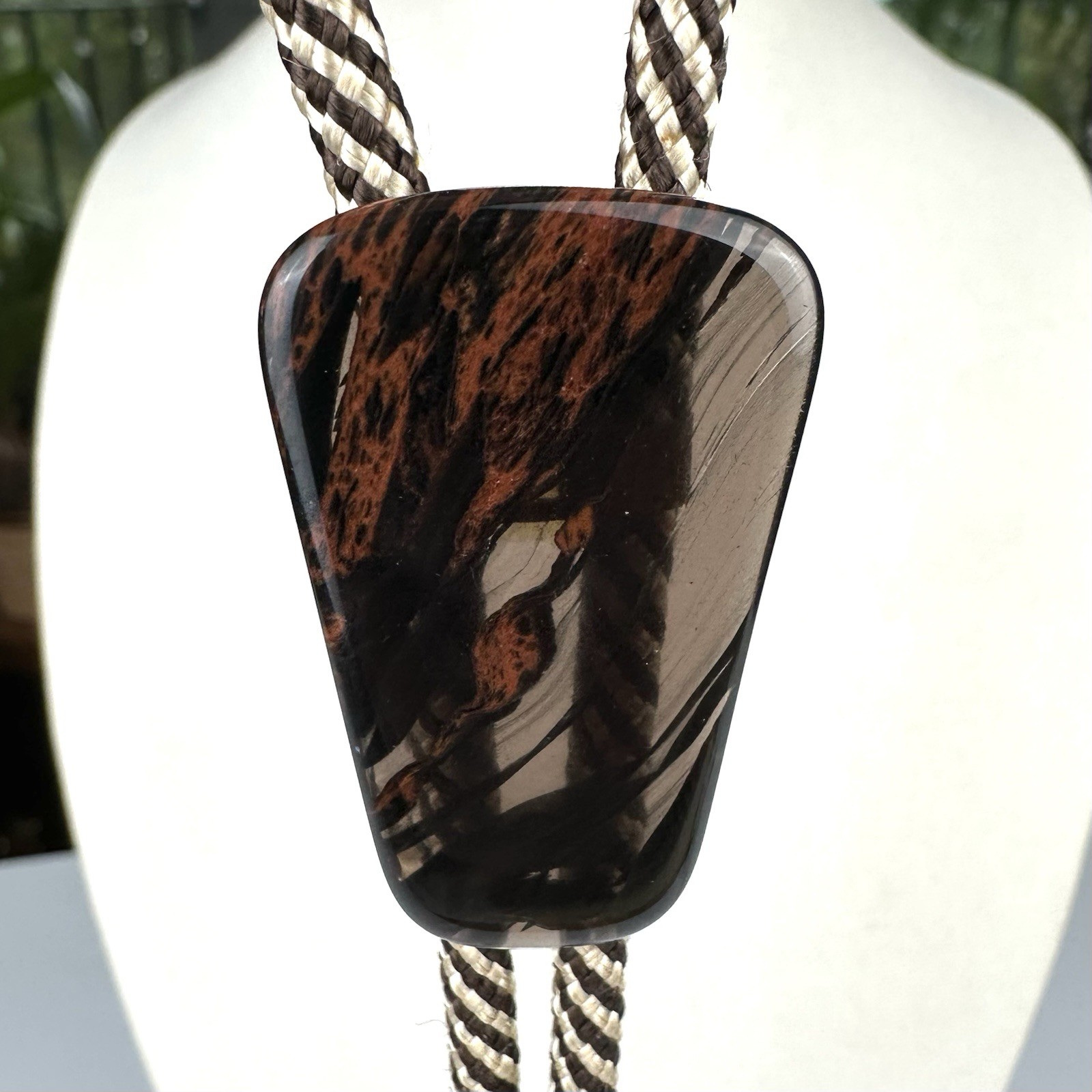 Stunning Translucent Mahogany Obsidian Western Bolo Tie Southwestern ￼