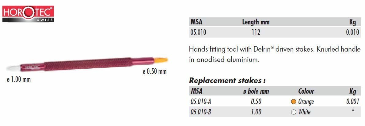 Horotec Tool Holes ø 0.50 MM for Fitting Hands With Derlin® End Pieces,MSA05.010