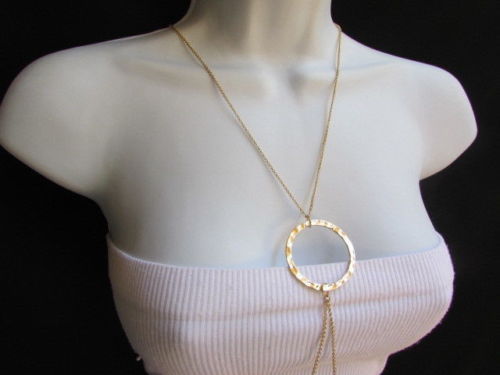 New Women Fashion Gold Classic Ring Metal Body Chain Jewelry Long Necklace Basic