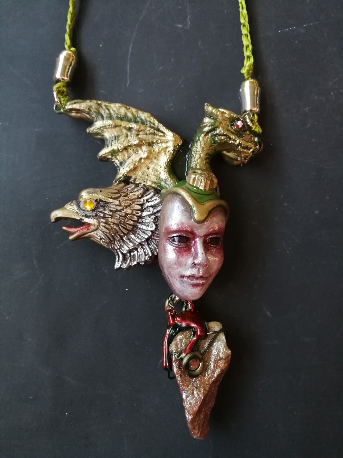 Bune Demon Gothic Talisman Satanist Pendant Devil Amulet Necklace Dragon Eagle