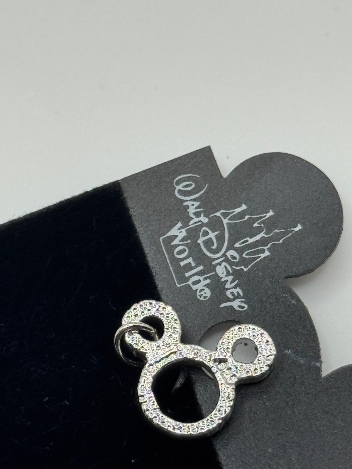 Disney Sterling Silver Mickey Mouse Outline Rhinestone Charm