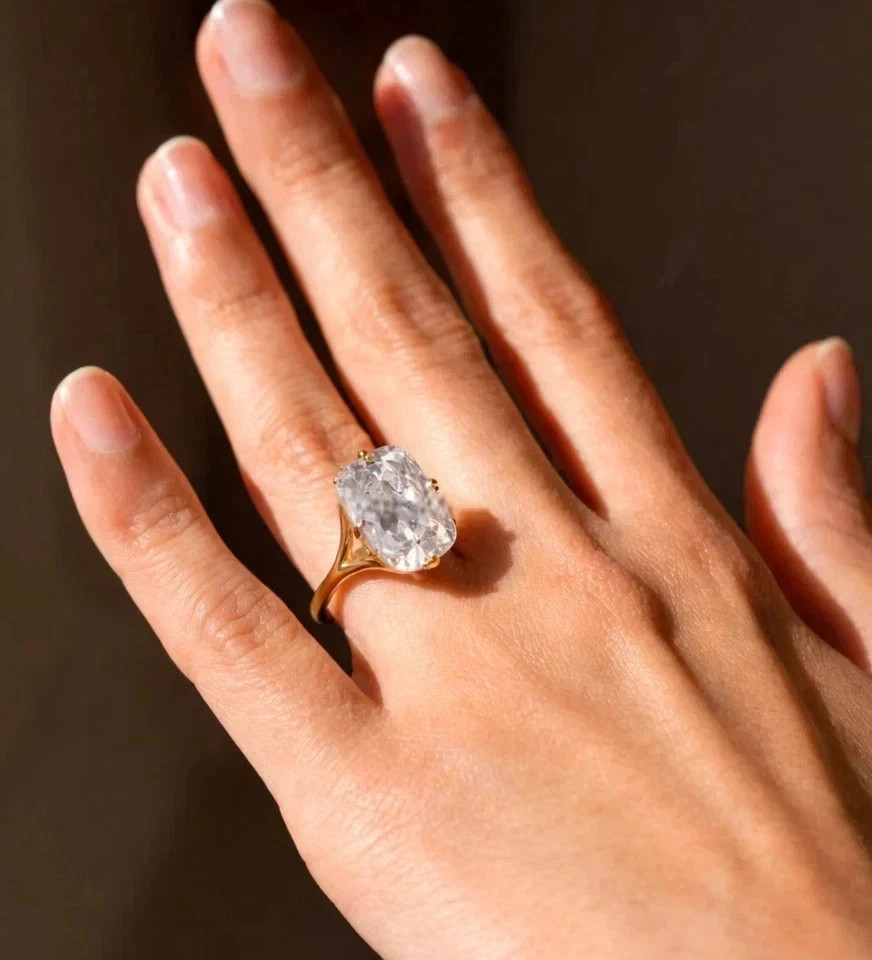 1.50 Ct Cushion Cut Natural Diamond Solitaire Wedding Ring 14K Yellow Gold 6.5 7