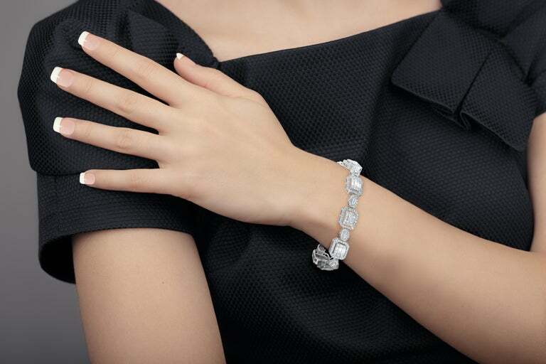 6.50CT Mixed Shapes Including Princess, Round & Baguette Cut CZ Wedding Bracelet