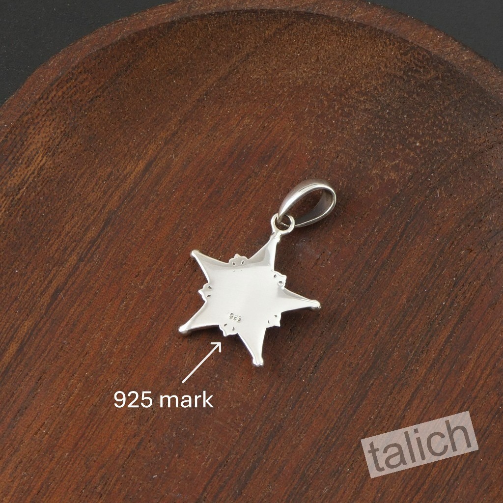 Shiny 925 Sterling Silver Five Pointed Star with Turquoise Small Charm Pendant