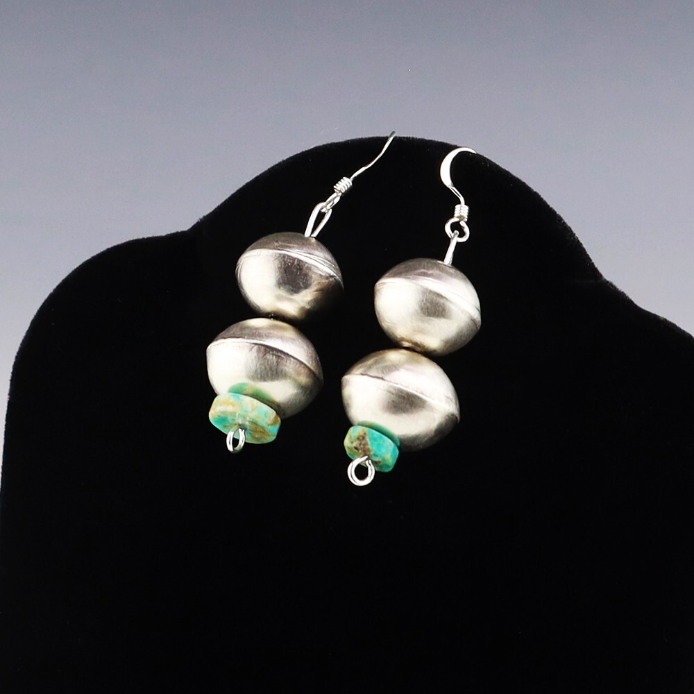 NATIVE AMERICAN NAVAJO STERLING SILVER BEAD NECKLACE SET BY SHANEEN BEGAY