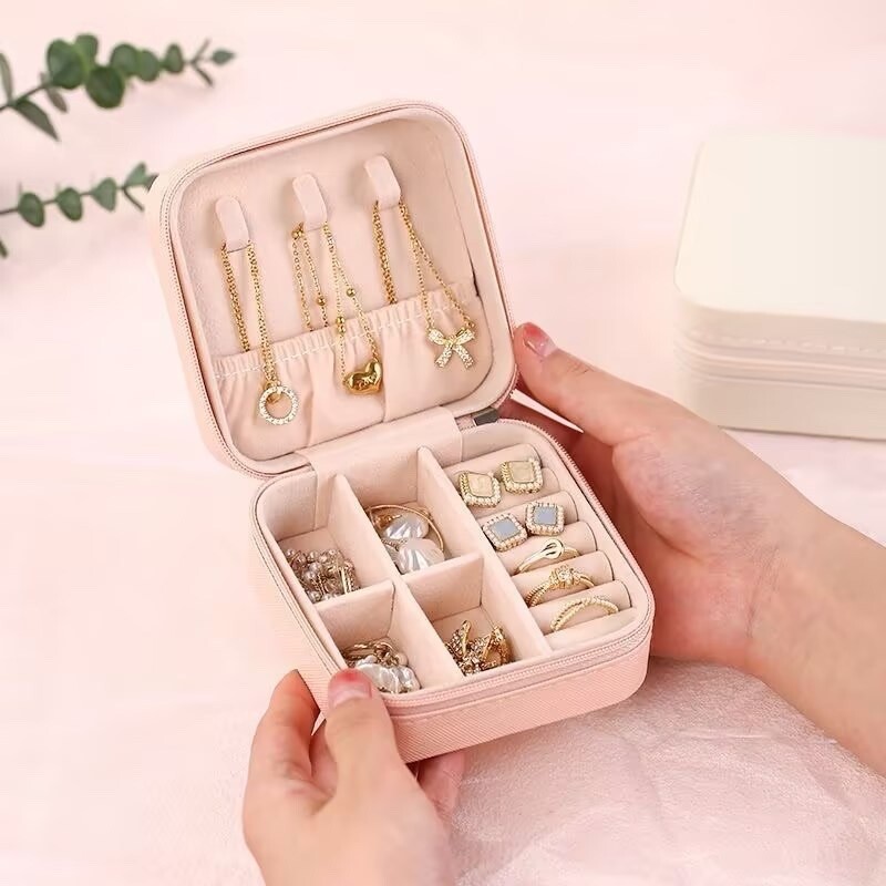 Small Travel Jewelry Box Organizer – Girls Women Gift Rings Earrings Necklaces J
