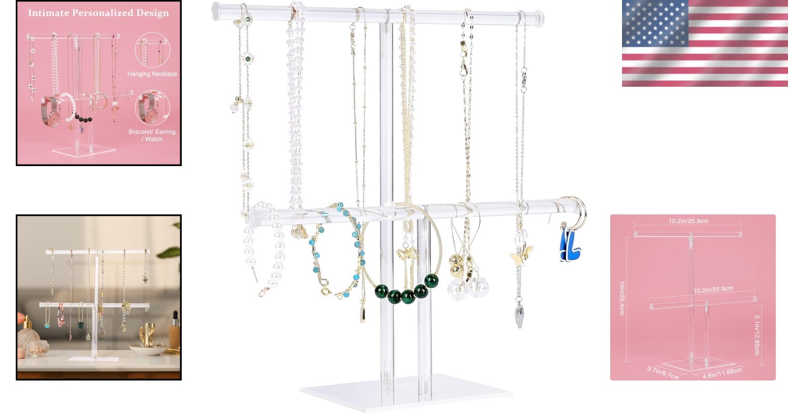 Lightweight Acrylic Jewelry Holder – Polished 2-Tier Stand for Every Occasion