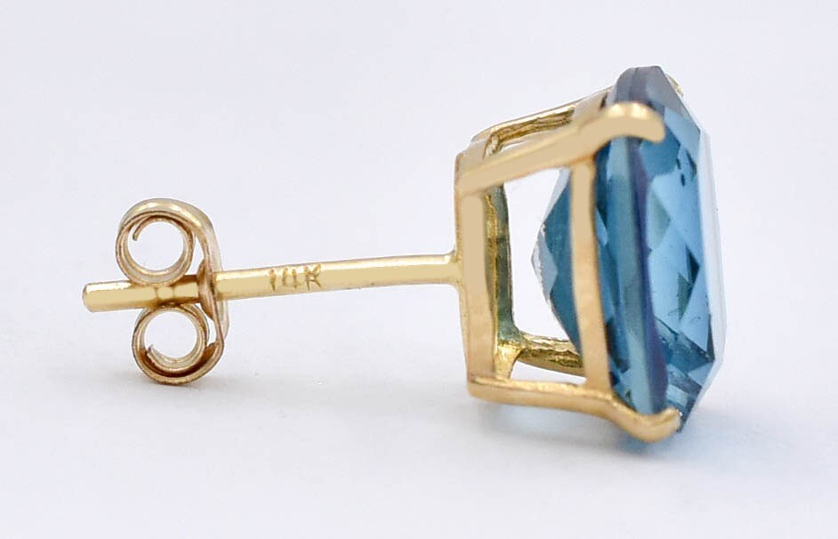 GENUINE 6.68 Ct BLUE ZIRCON EARRINGS 14k GOLD – Free Certificate Appraisal – NWT