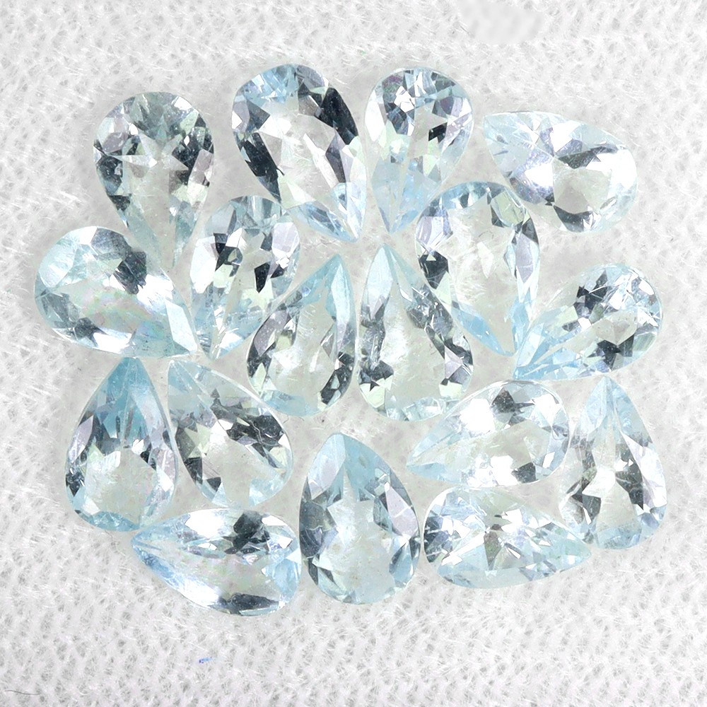 Pear Cut Natural Nice Blue Aquamarine Unheated Lot 17pcs 5.07ct 6.5x4mm Gemstone