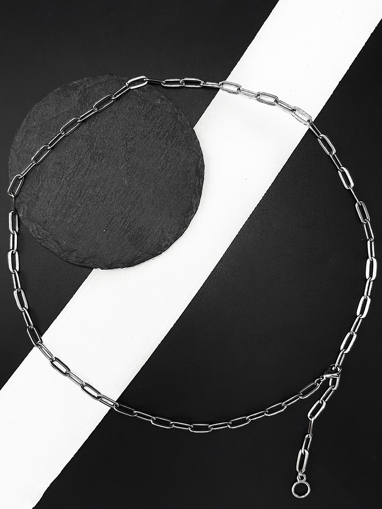 New 5mm Pure Titanium Long O Plated Link Chain Necklace Men Anti-Allergy 25.6″