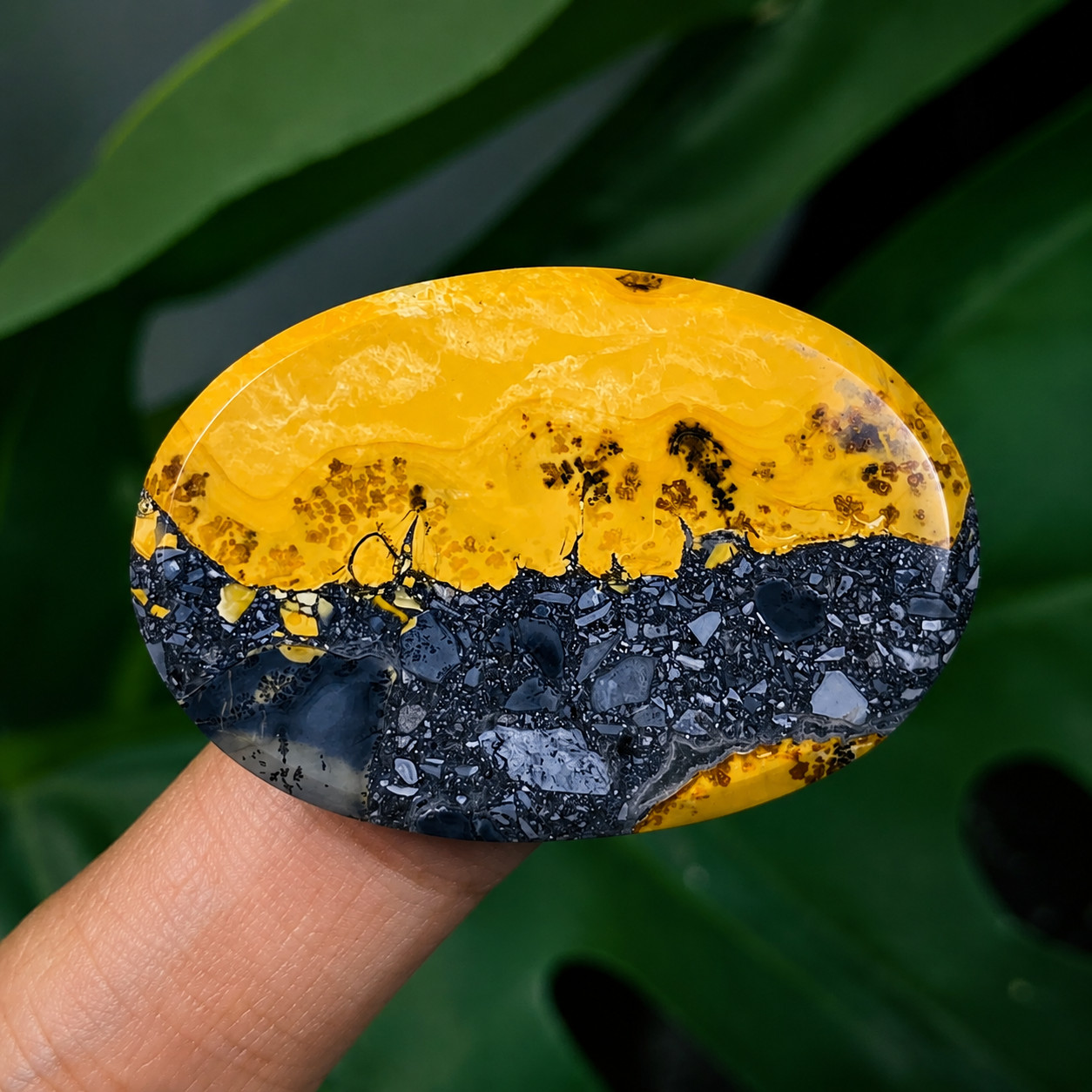 Rare Natural Maligano Jasper Cabochon 37x25x5mm Scenic Pattern Loose Gemstone