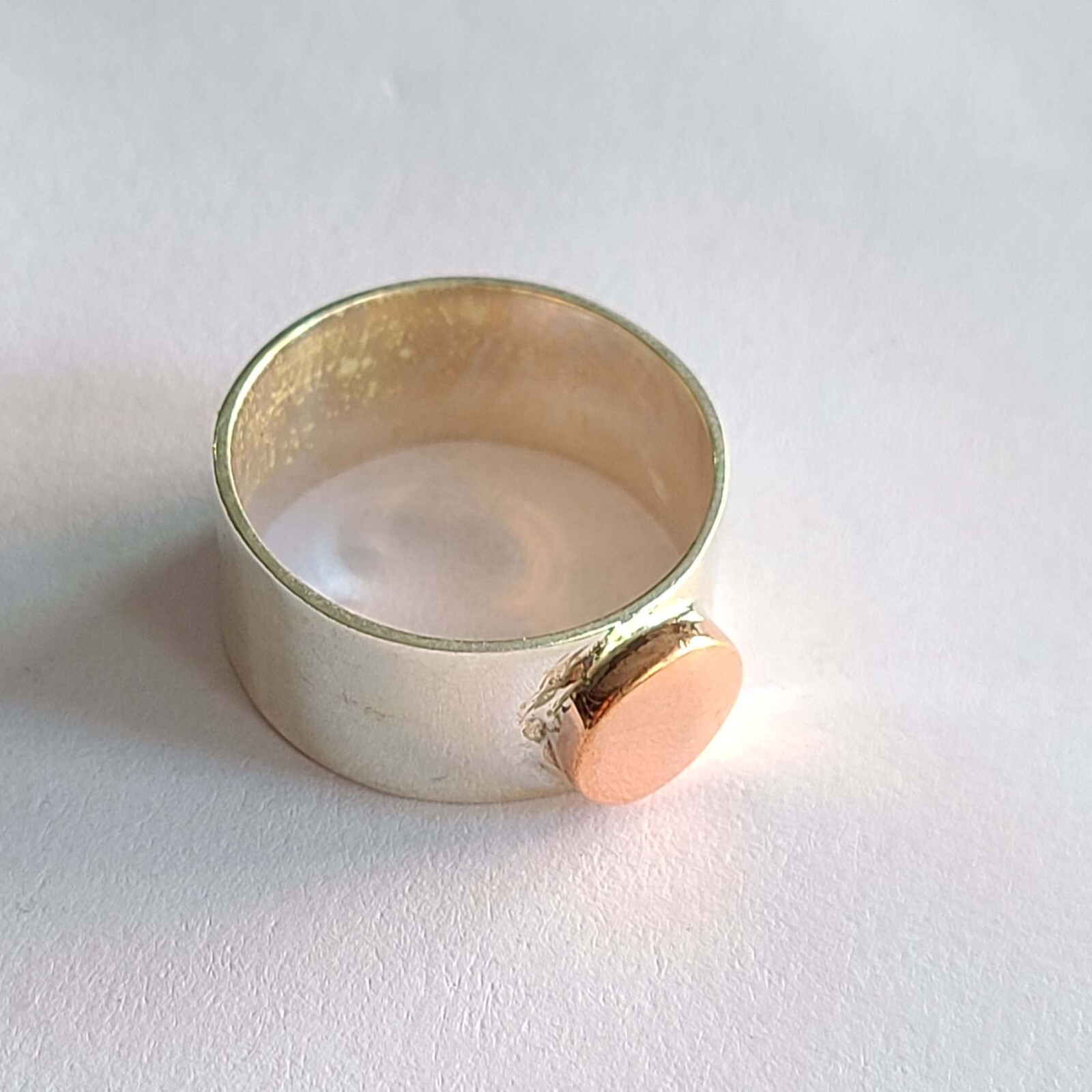 925 Solid Sterling Silver & Brass Handmade Wide Band Rings All Size Available