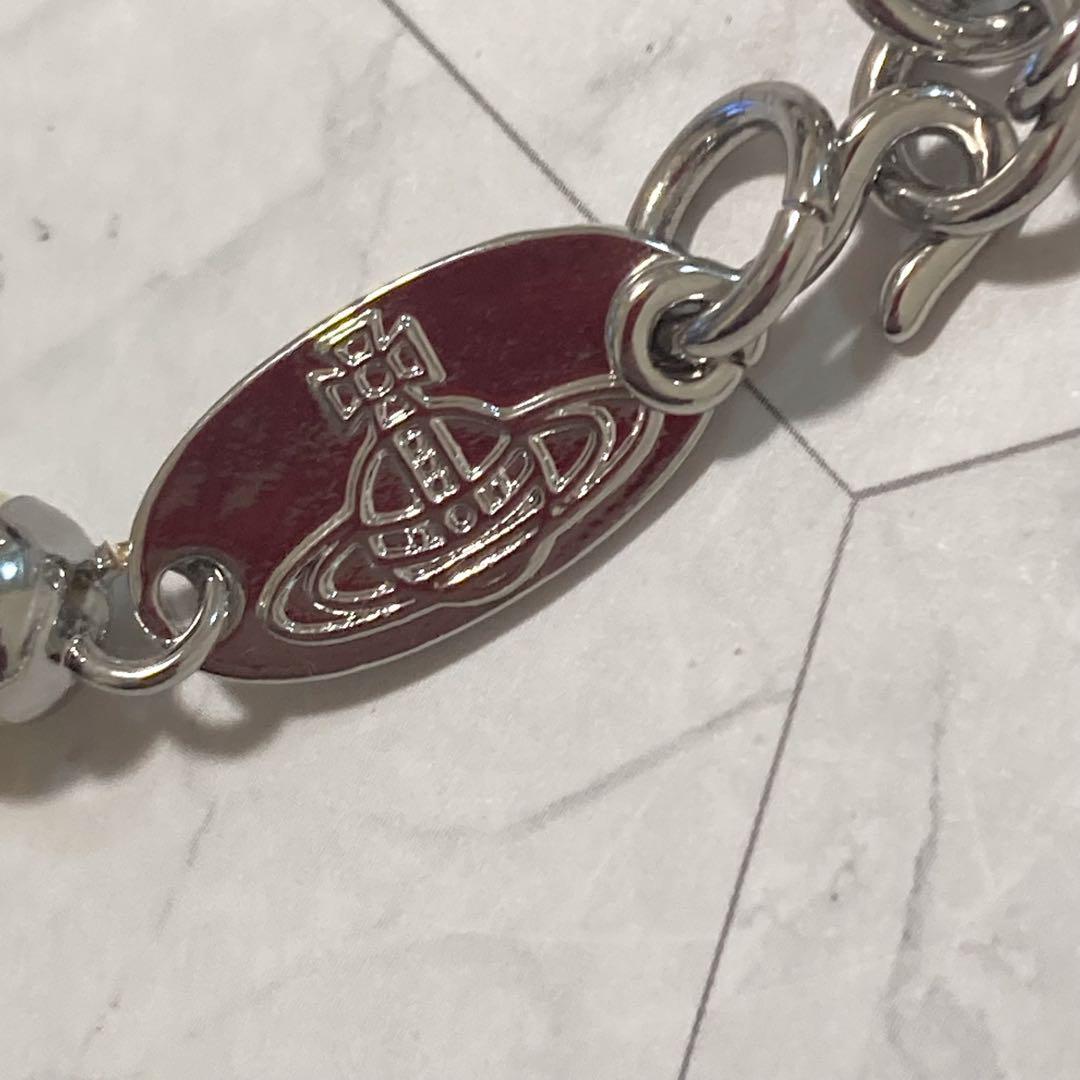 Vivienne Westwood Necklace Padlock Pearl Silver x Black w/drawstring [E50261